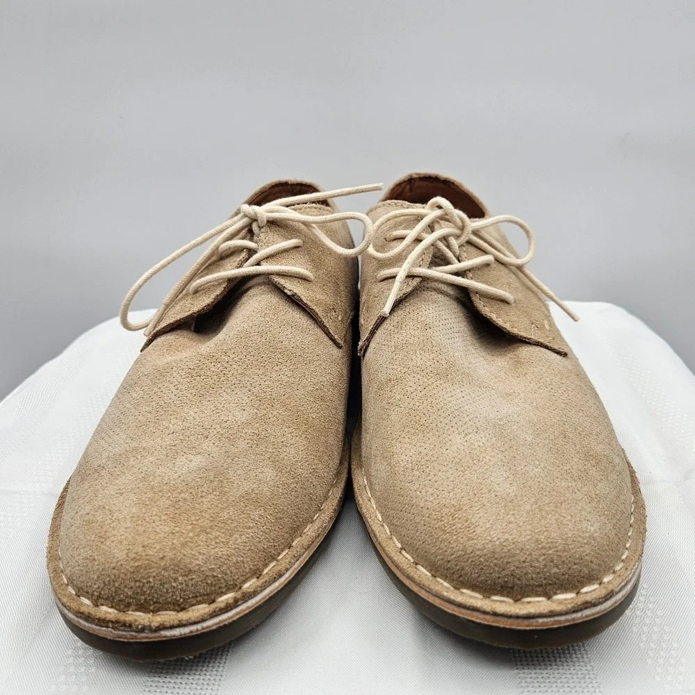Studio Ink Mens Tan Suede Lace Up Derby‎ Shoes Beige Casual Dress Shoes